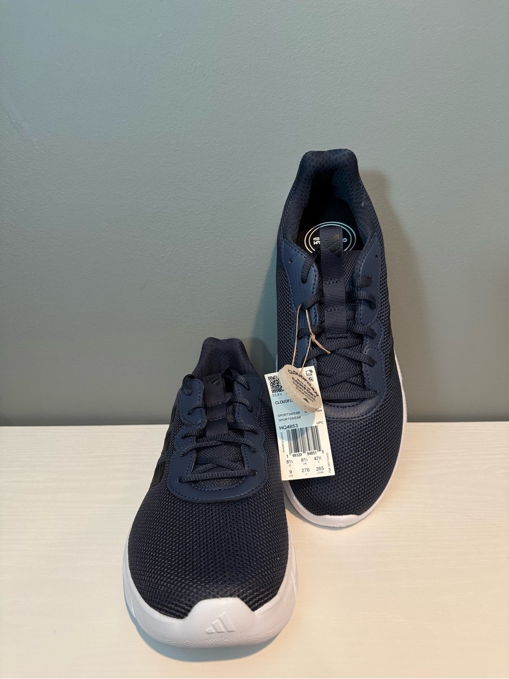 adidas cloudfoam flex Navy Blue Mesh Men's Casual Sneakers-MINOR GLUE STAIN
